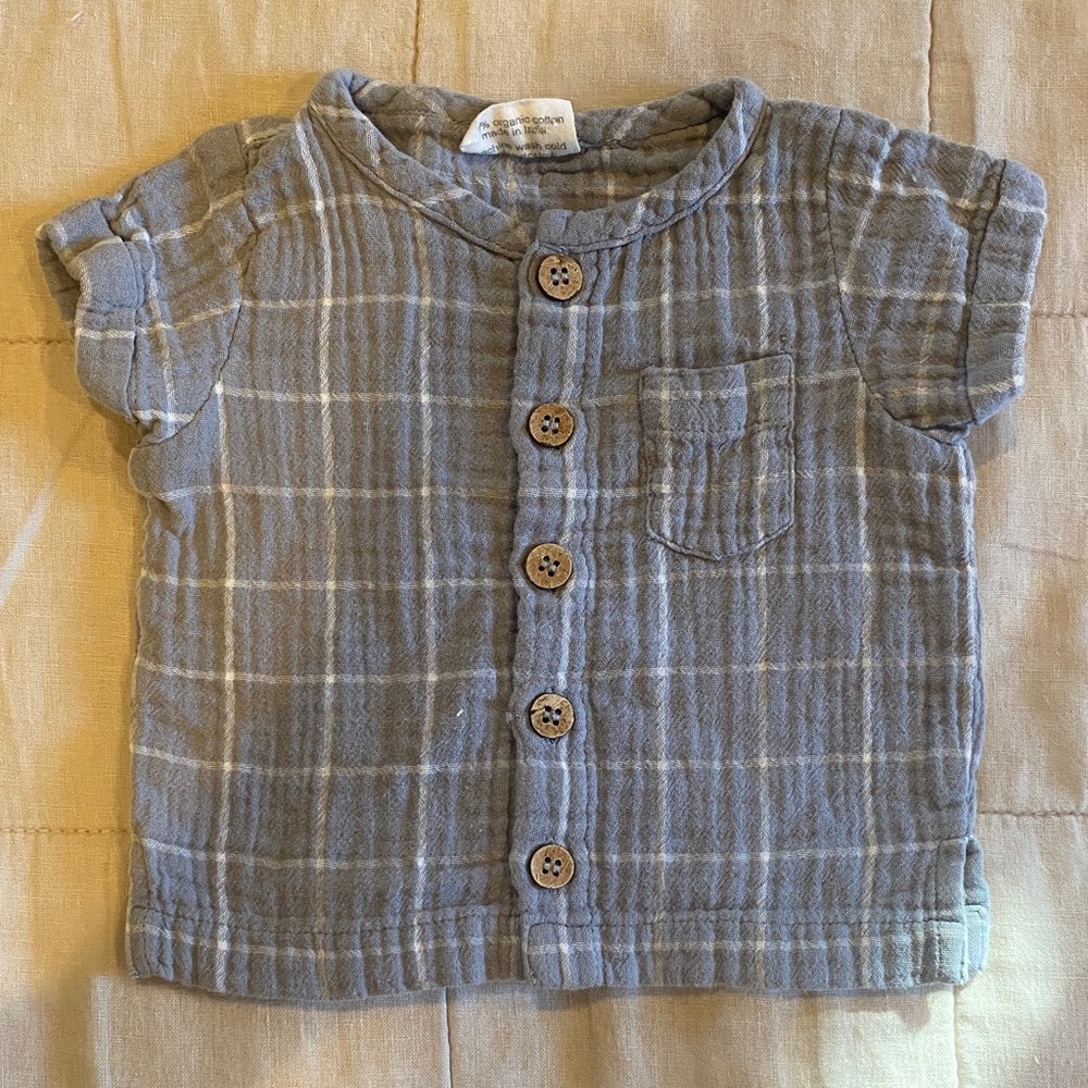 Kids Checkered Button-Down Shirt - Blue